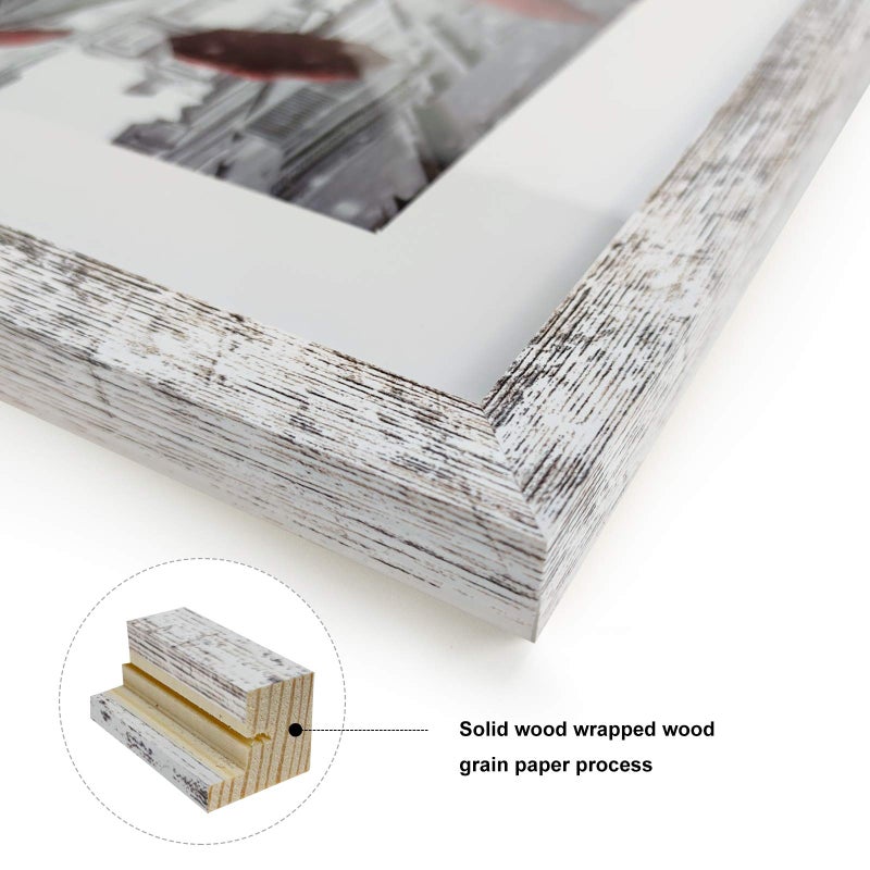 Finefrarm 11x11 Picture Frame, Display Pictures 8x8 with Mat or 11x11 without Mat Rustic Style Square Photo Frames for Wall Mounting - Image 3